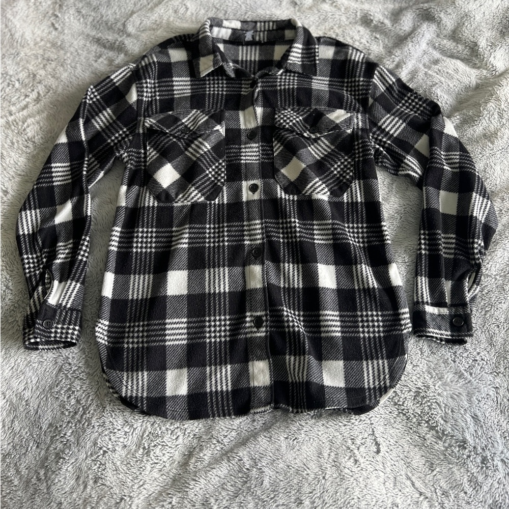 Black and White Plaid Button Down Shirt
